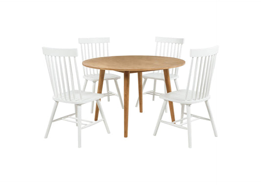 122500-S5W Andrews 5-piece Round Dining Table Set Light Ash and White