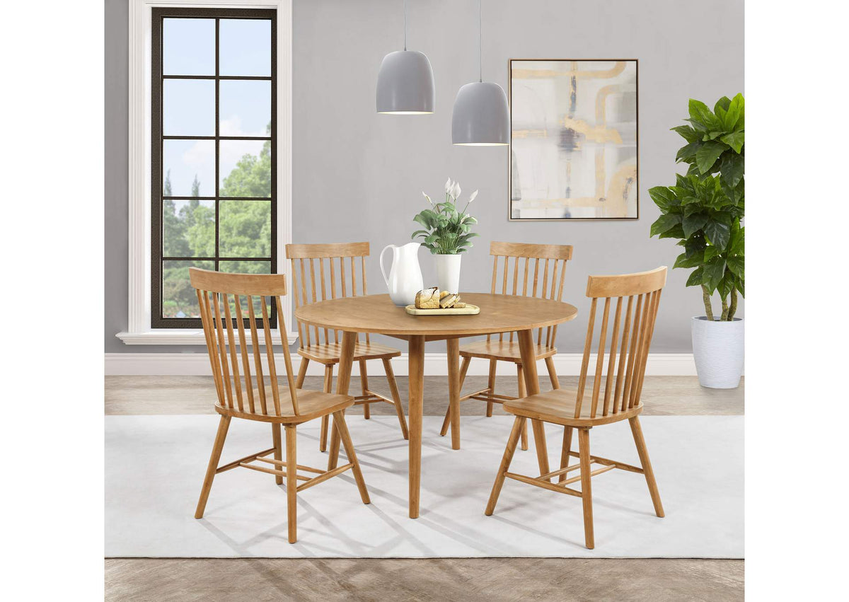 122500-S5 Andrews 5-piece Round Wood Dining Room Table Set Light Ash