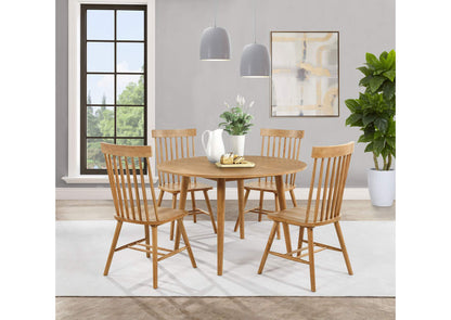 122500-S5 Andrews 5-piece Round Wood Dining Room Table Set Light Ash