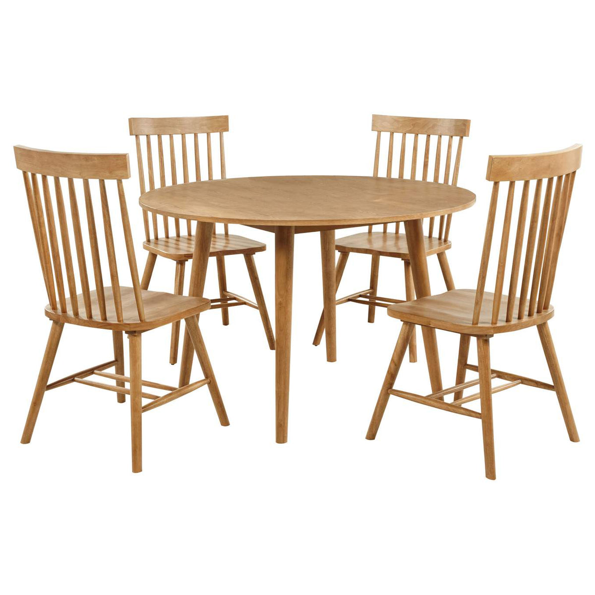 122500-S5 Andrews 5-piece Round Wood Dining Room Table Set Light Ash