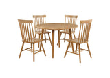 122500-S5 Andrews 5-piece Round Wood Dining Room Table Set Light Ash