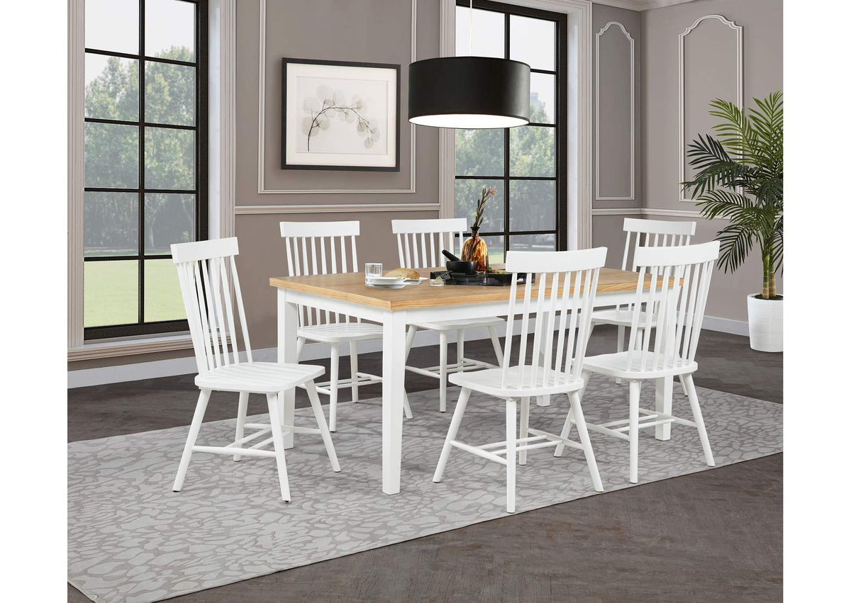 122501-S7W Andrews 7-piece Rectangular Dining Set Light Ash and White