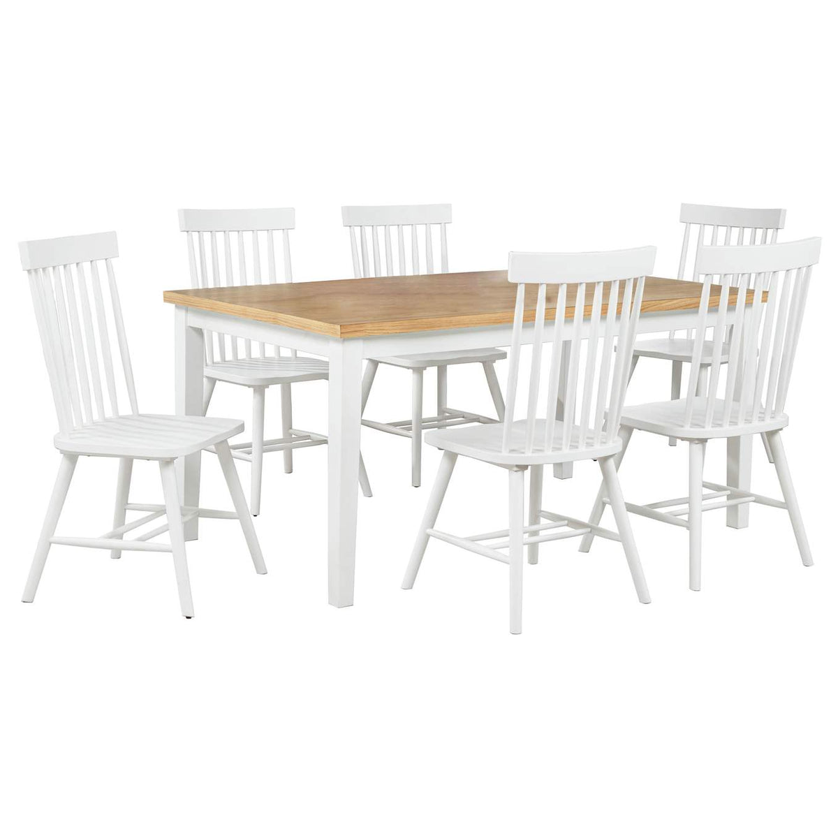122501-S7W Andrews 7-piece Rectangular Dining Set Light Ash and White
