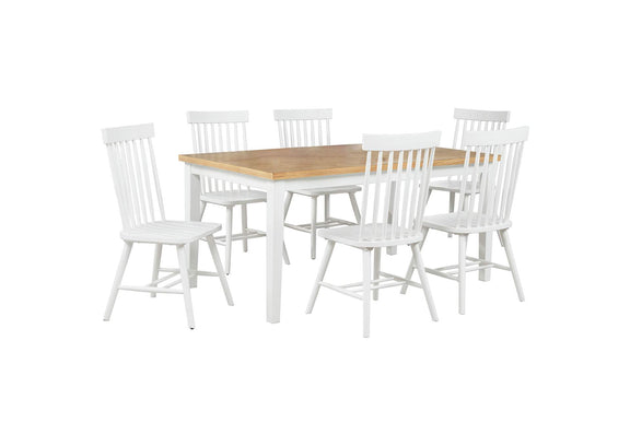 122501-S7W Andrews 7-piece Rectangular Dining Set Light Ash and White