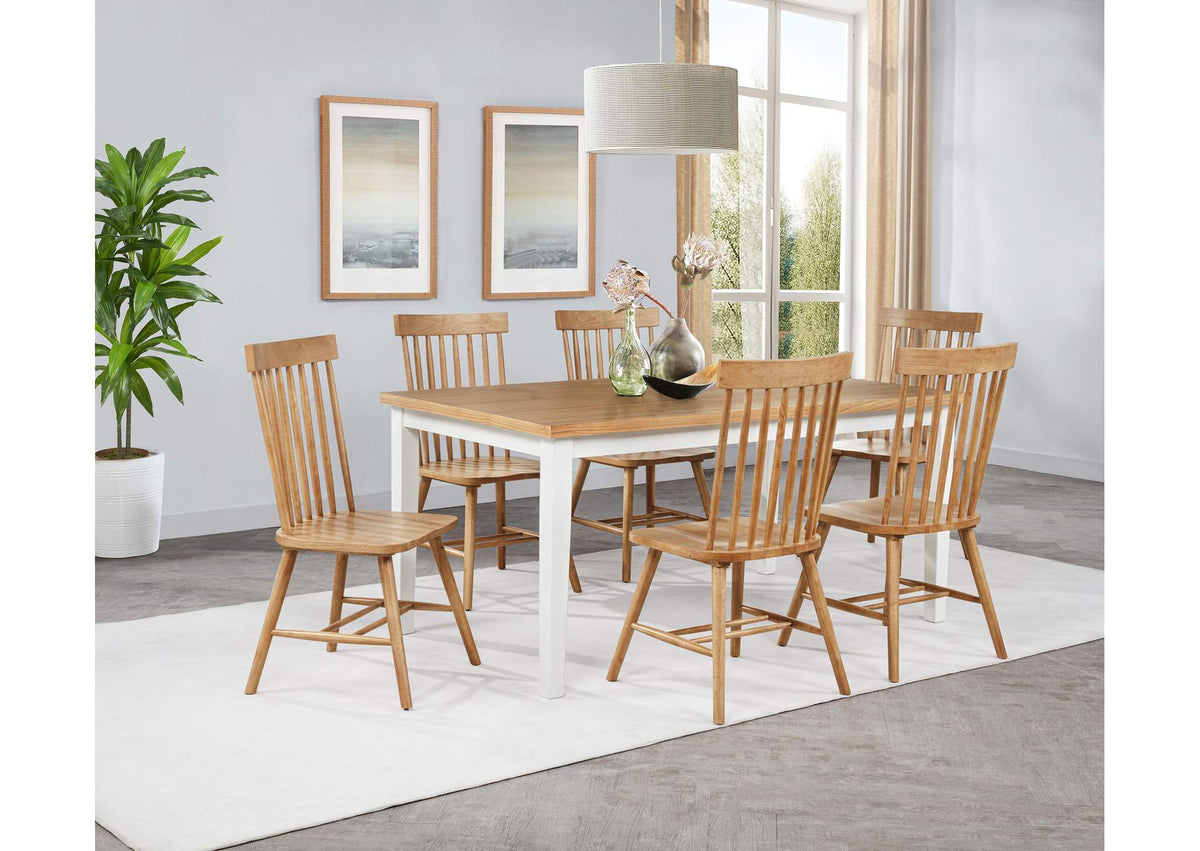 122501-S7 Andrews 7-piece Rectangular Dining Set Light Ash and White