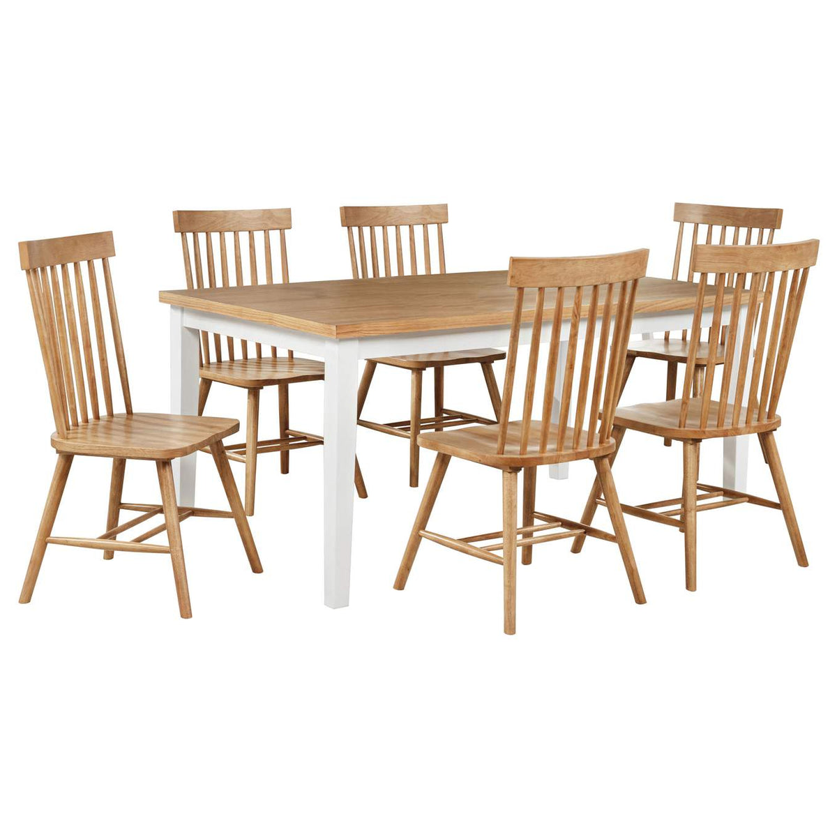 122501-S7 Andrews 7-piece Rectangular Dining Set Light Ash and White