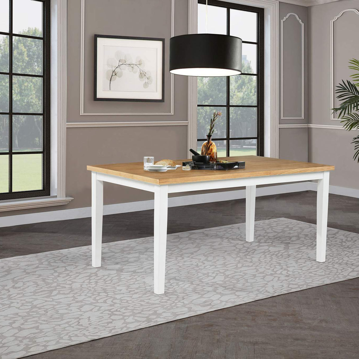 122501 Andrews 66-inch Rectangular Dining Table Light Ash and White