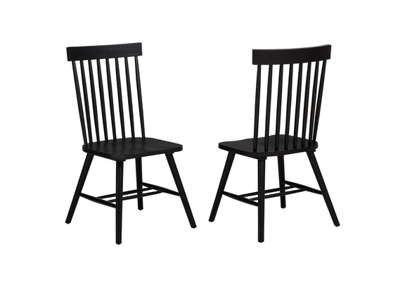 122502BLK Andrews Windsor Spindle Back Dining Side Chair Black (Set of 2)
