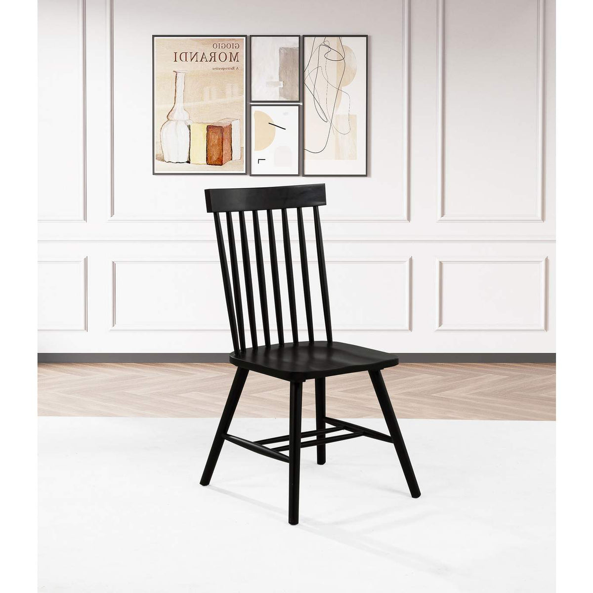 122502BLK Andrews Windsor Spindle Back Dining Side Chair Black (Set of 2)