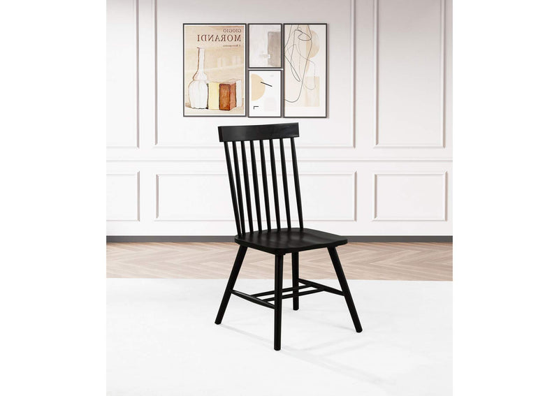 122502BLK Andrews Windsor Spindle Back Dining Side Chair Black (Set of 2)