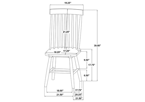 122502BLK Andrews Windsor Spindle Back Dining Side Chair Black (Set of 2)