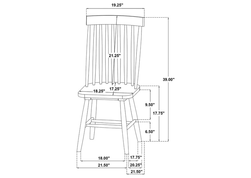 122502BLK Andrews Windsor Spindle Back Dining Side Chair Black (Set of 2)