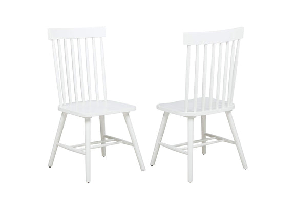 122502WHT Andrews Windsor Spindle Back Dining Side Chair White (Set of 2)