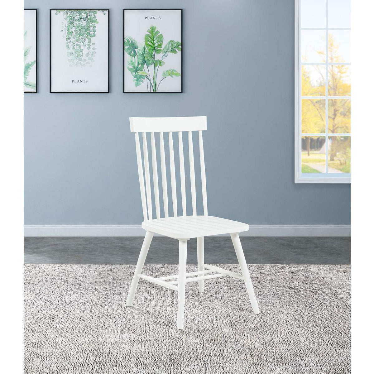 122502WHT Andrews Windsor Spindle Back Dining Side Chair White (Set of 2)