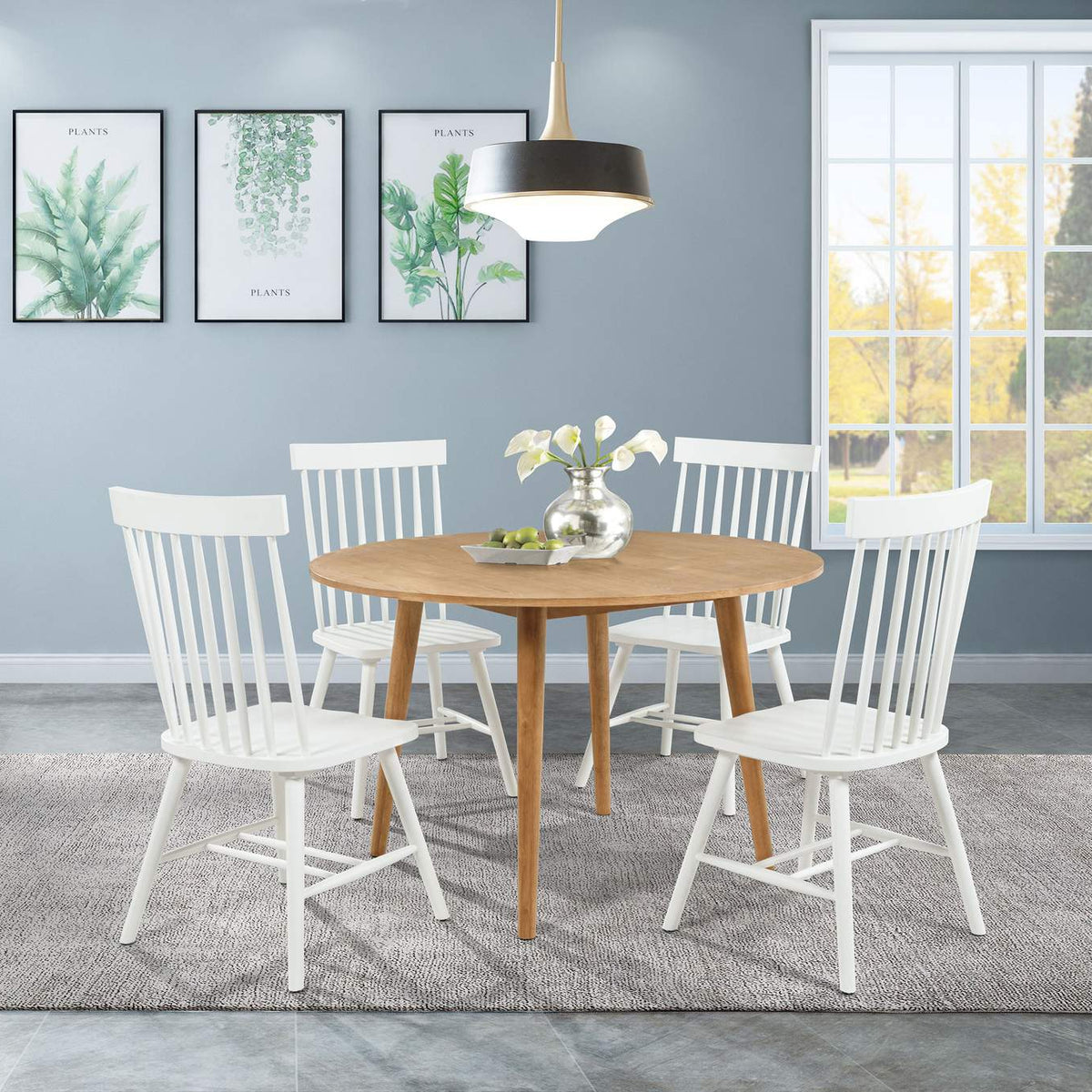 122502WHT Andrews Windsor Spindle Back Dining Side Chair White (Set of 2)
