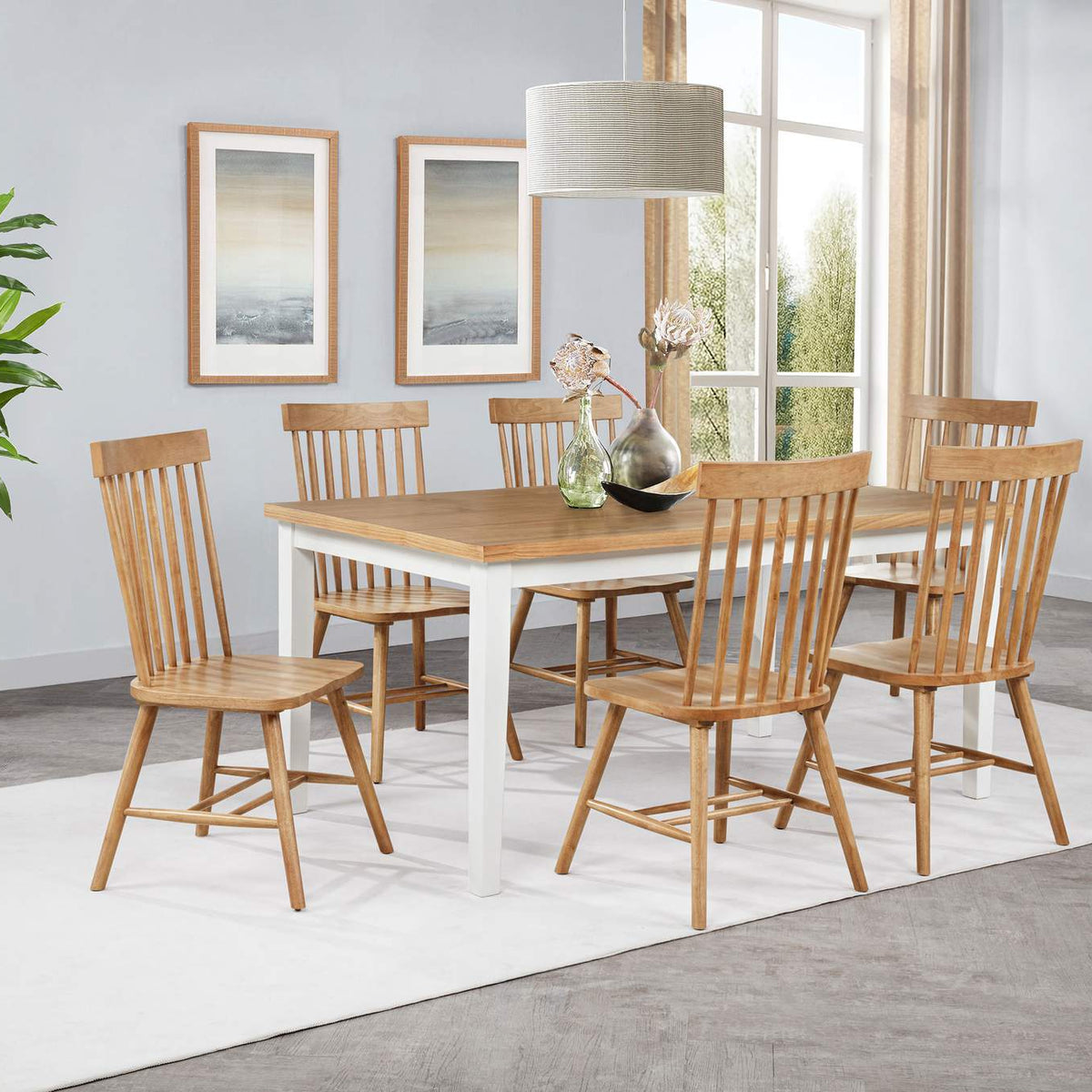 122502 Andrews Windsor Spindle Back Dining Side Chair Light Ash (Set of 2)