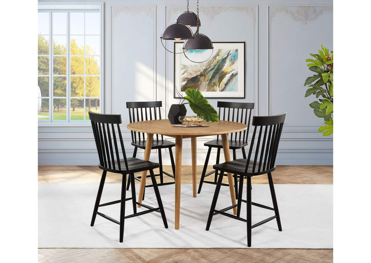 122508-S5B Andrews 5-piece Round Counter Dining Set Light Ash and Black