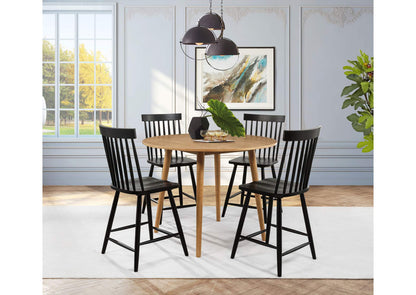 122508-S5B Andrews 5-piece Round Counter Dining Set Light Ash and Black