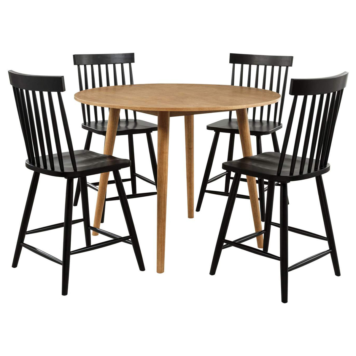 122508-S5B Andrews 5-piece Round Counter Dining Set Light Ash and Black