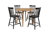 122508-S5B Andrews 5-piece Round Counter Dining Set Light Ash and Black