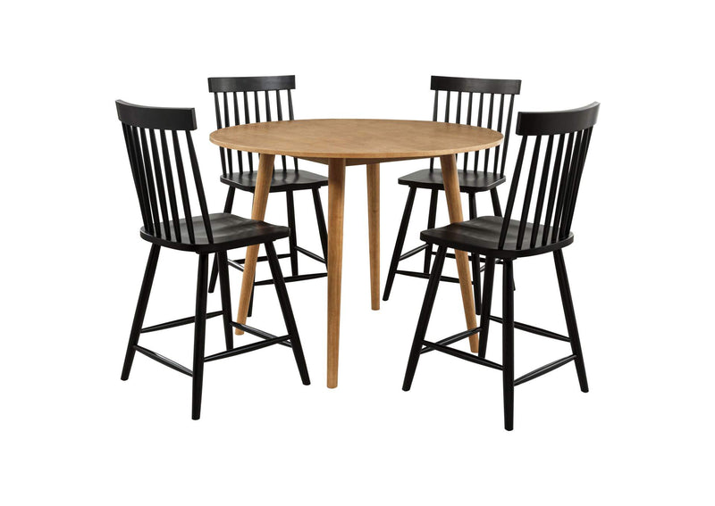 122508-S5B Andrews 5-piece Round Counter Dining Set Light Ash and Black