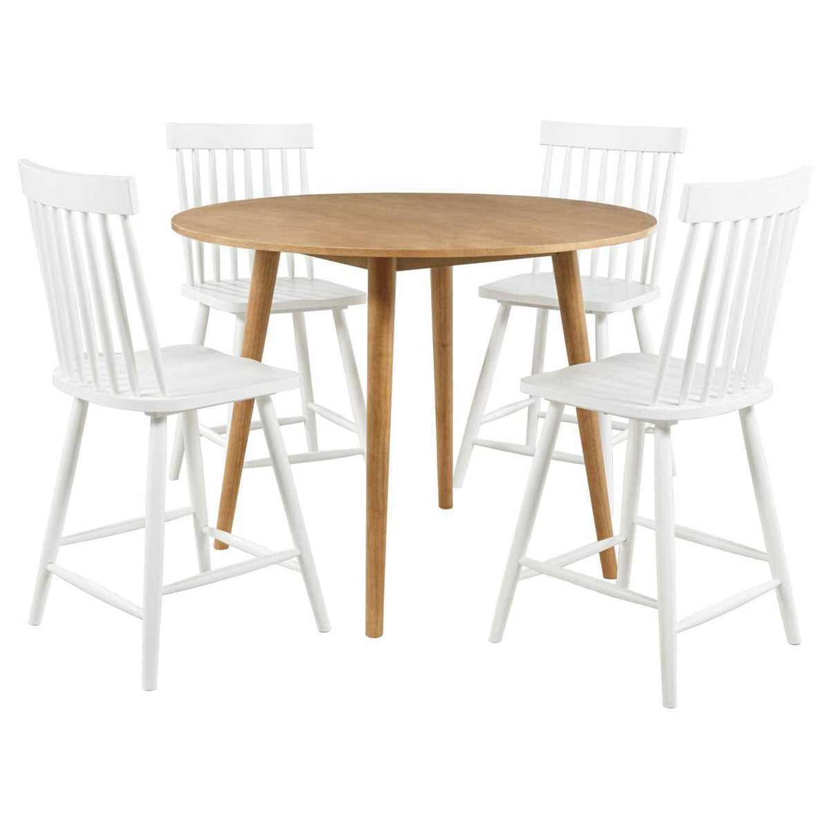 122508-S5W Andrews 5-piece Round Counter Dining Set Light Ash and White
