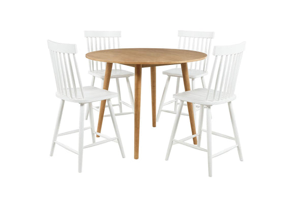 122508-S5W Andrews 5-piece Round Counter Dining Set Light Ash and White
