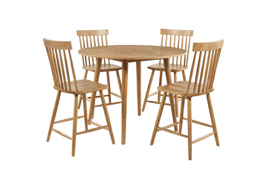 122508-S5 Andrews 5-piece Round Counter Height Dining Set Light Ash
