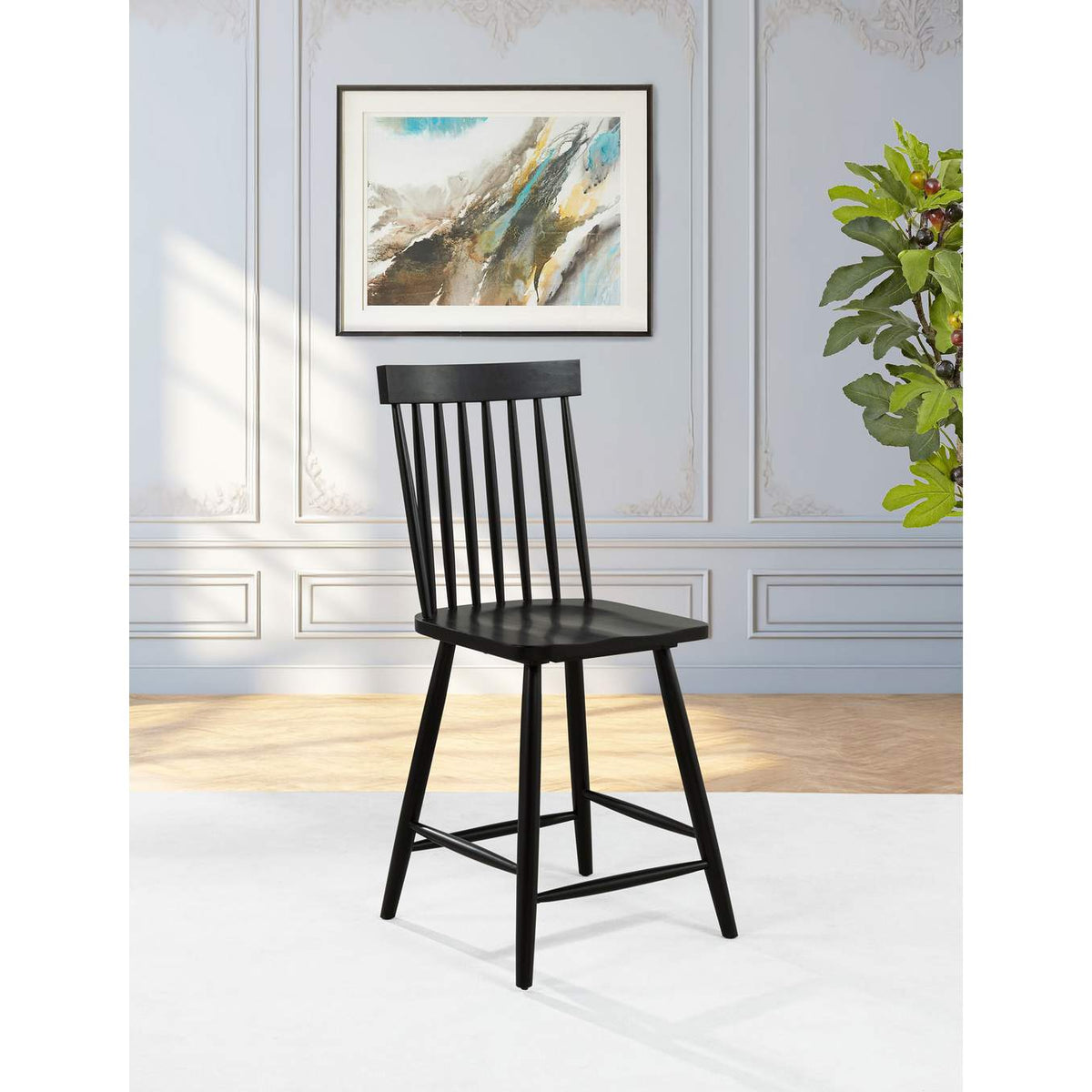 122509BLK Andrews Windsor Counter Height Dining Side Chair Black (Set of 2)