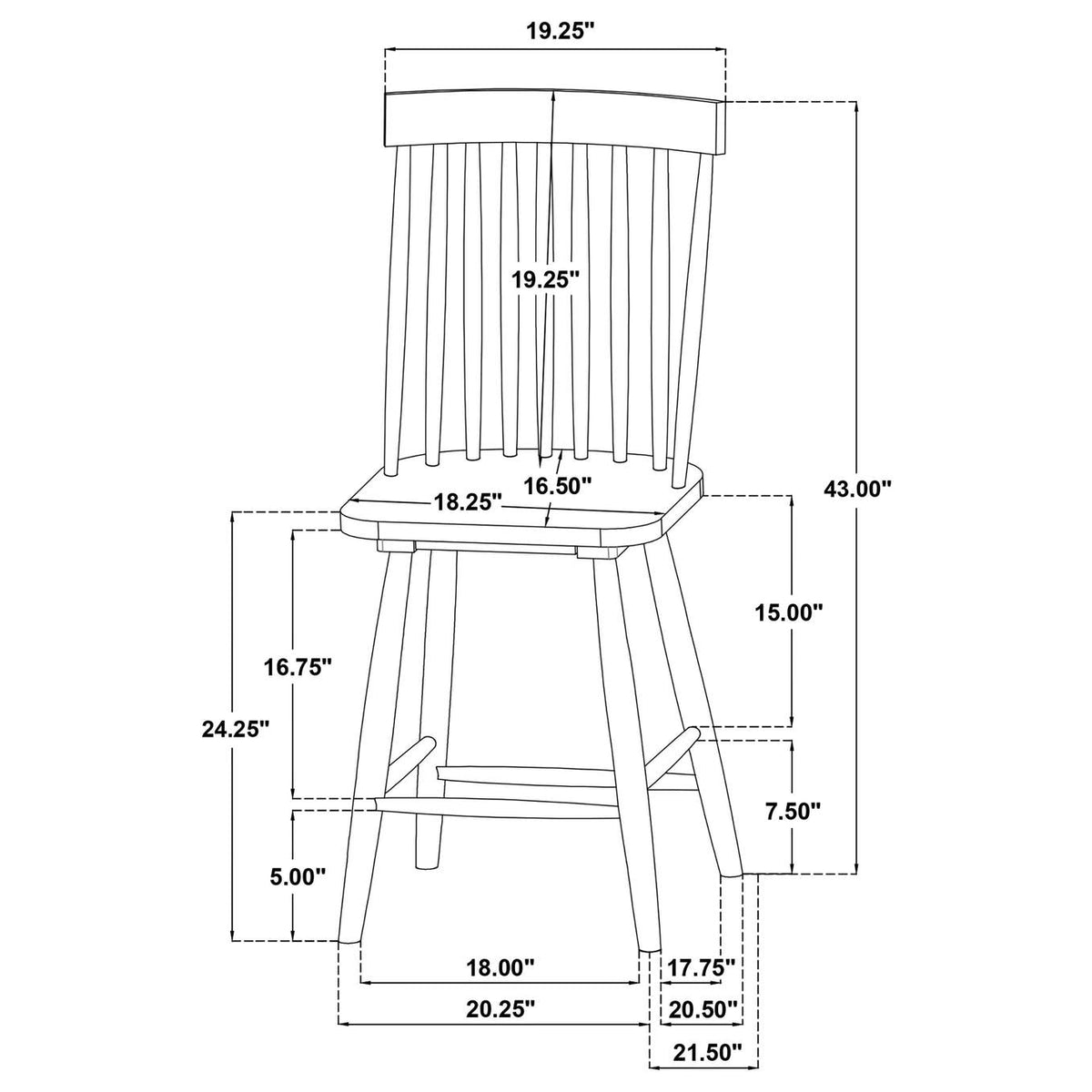 122509 Andrews Windsor Counter Height Dining Side Chair Light Ash (Set of 2)