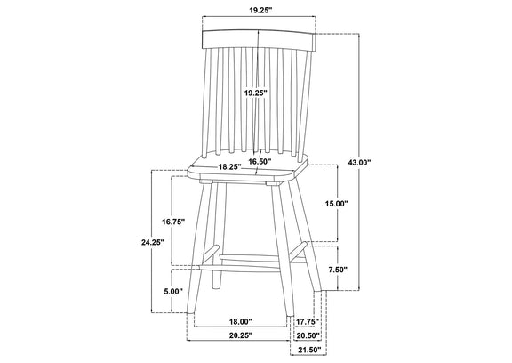 122509 Andrews Windsor Counter Height Dining Side Chair Light Ash (Set of 2)