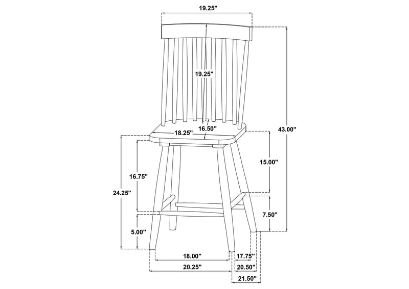 122509 Andrews Windsor Counter Height Dining Side Chair Light Ash (Set of 2)