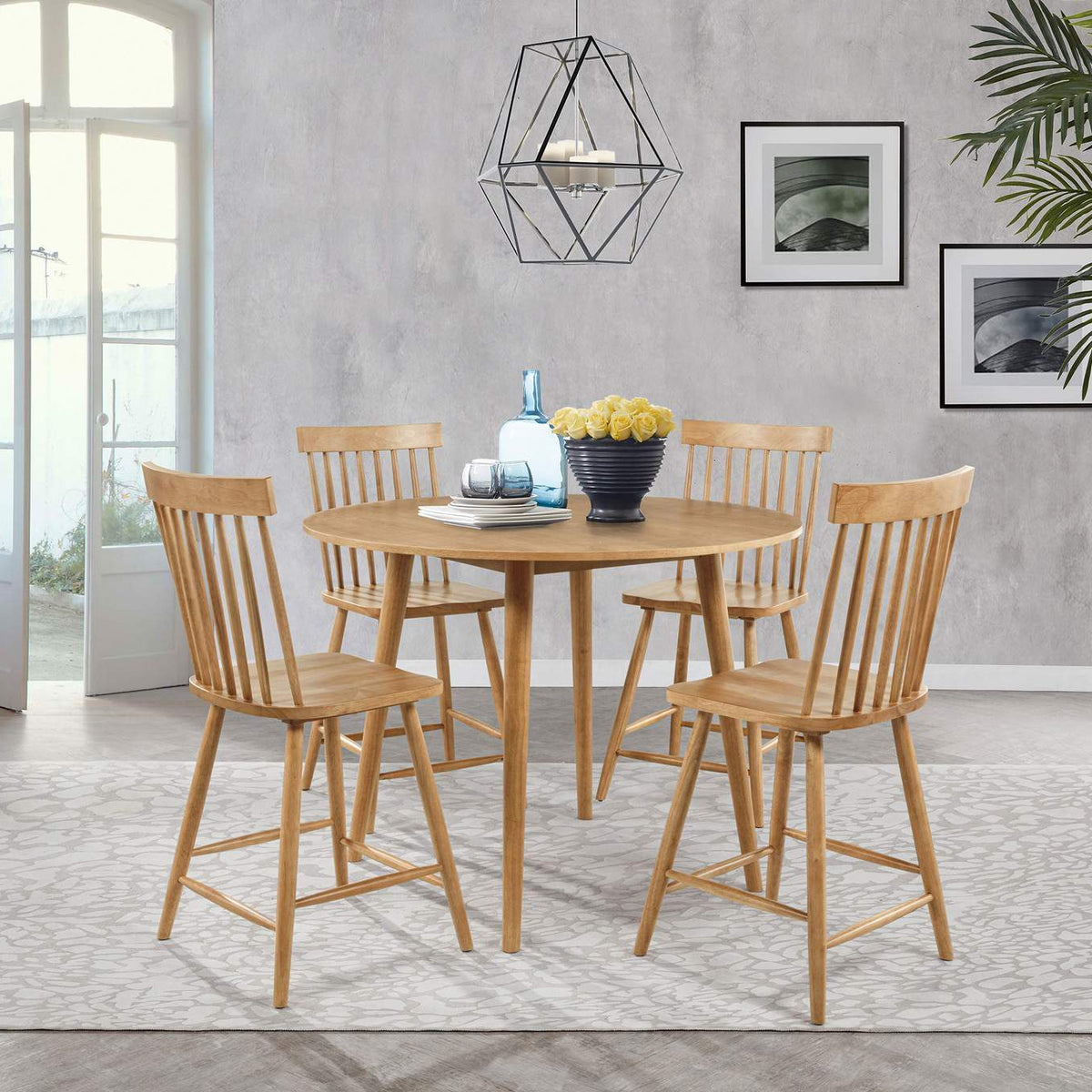 122509 Andrews Windsor Counter Height Dining Side Chair Light Ash (Set of 2)