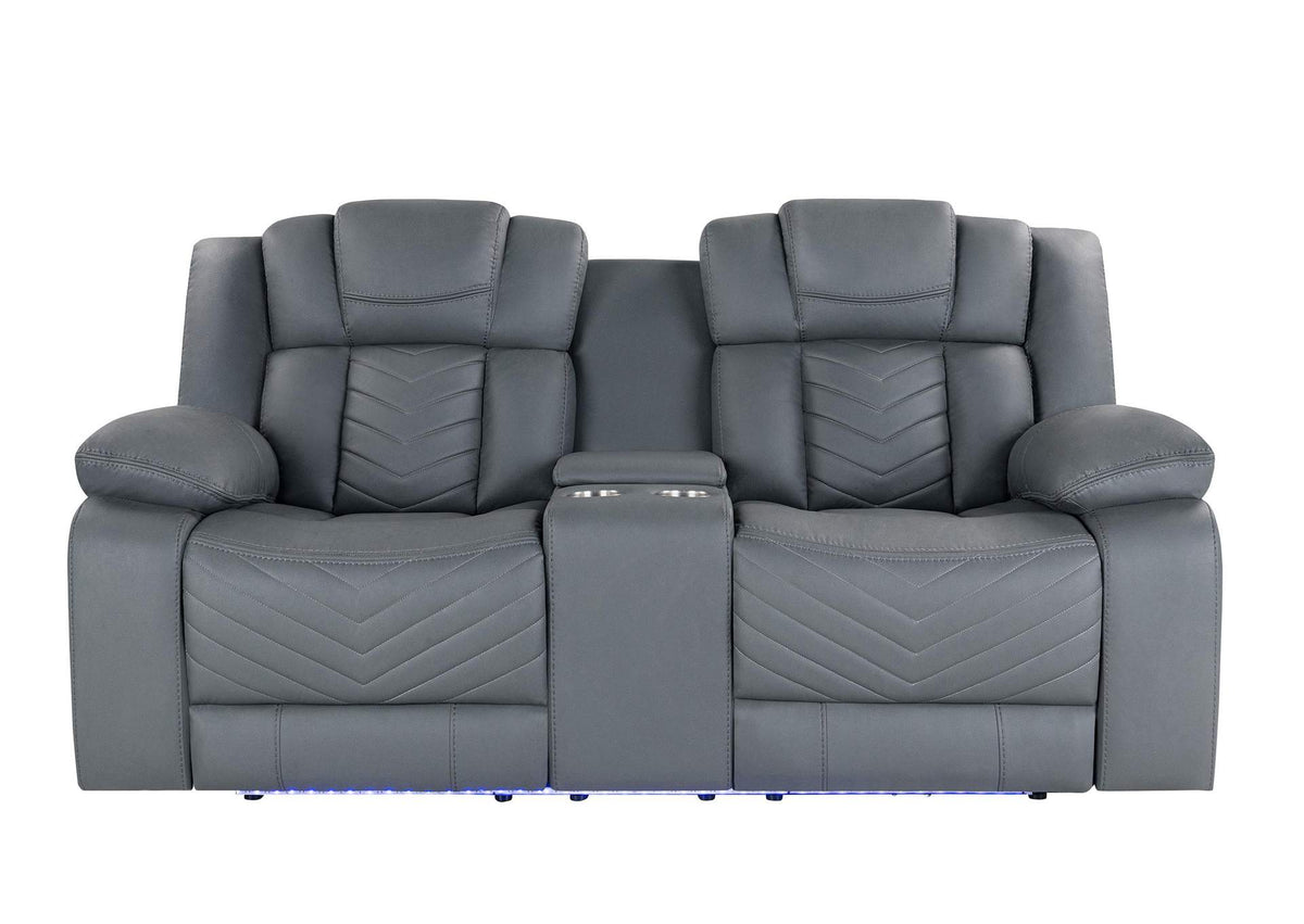 U7069-GREY_10-PCRLS_W_LED_+_IS U7069 GREY 10 POWER CON REC LOVESEAT WITH LED AND IMMERSIVE SOUND