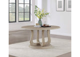123120 Trofello Round 60-inch Pedestal Dining Table White Washed