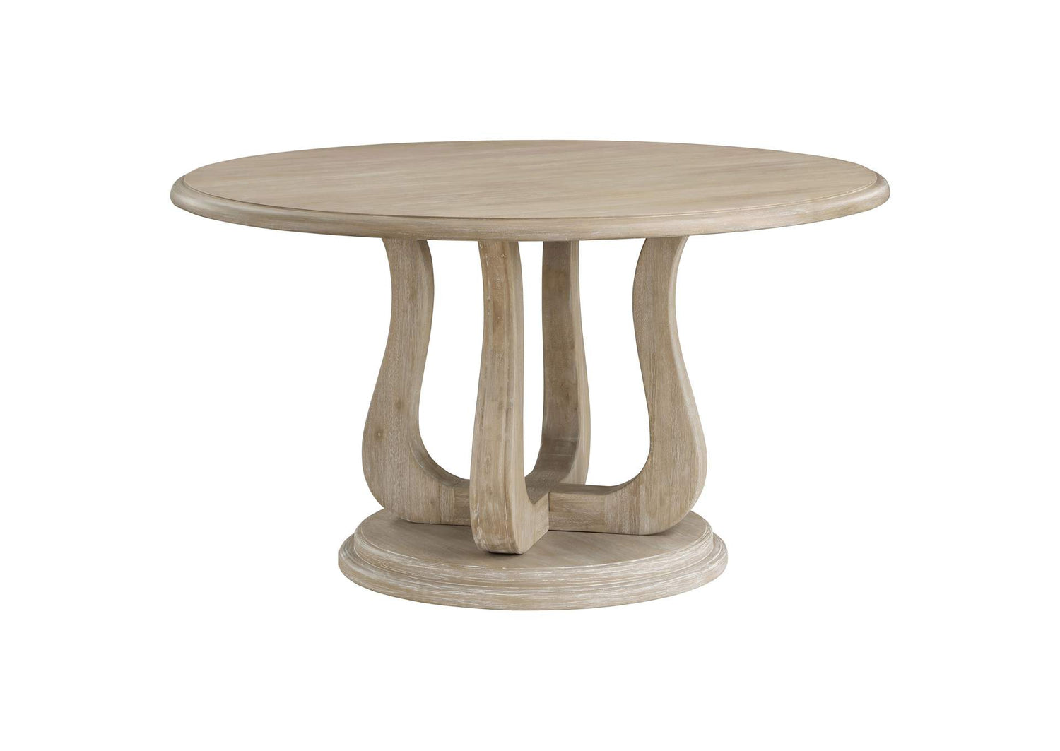 123120 Trofello Round 60-inch Pedestal Dining Table White Washed