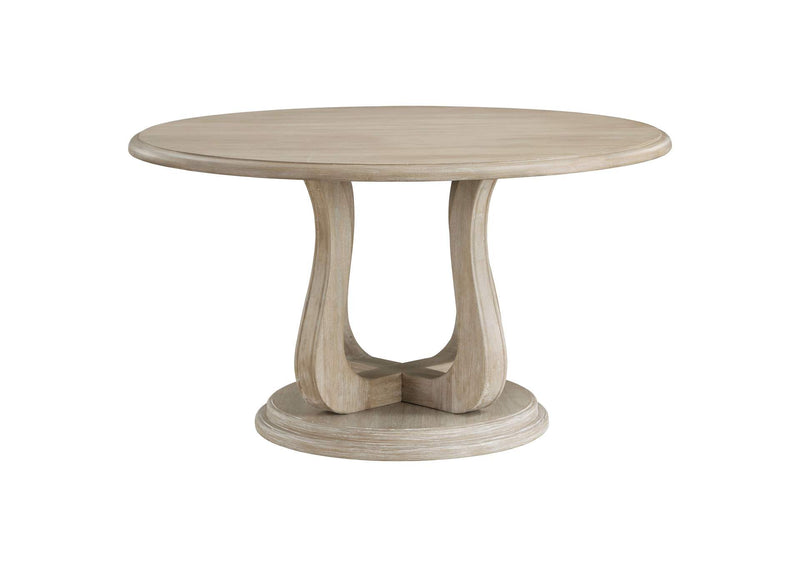 123120 Trofello Round 60-inch Pedestal Dining Table White Washed
