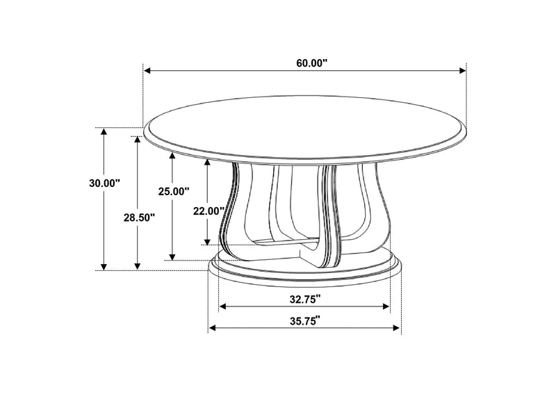 123120 Trofello Round 60-inch Pedestal Dining Table White Washed
