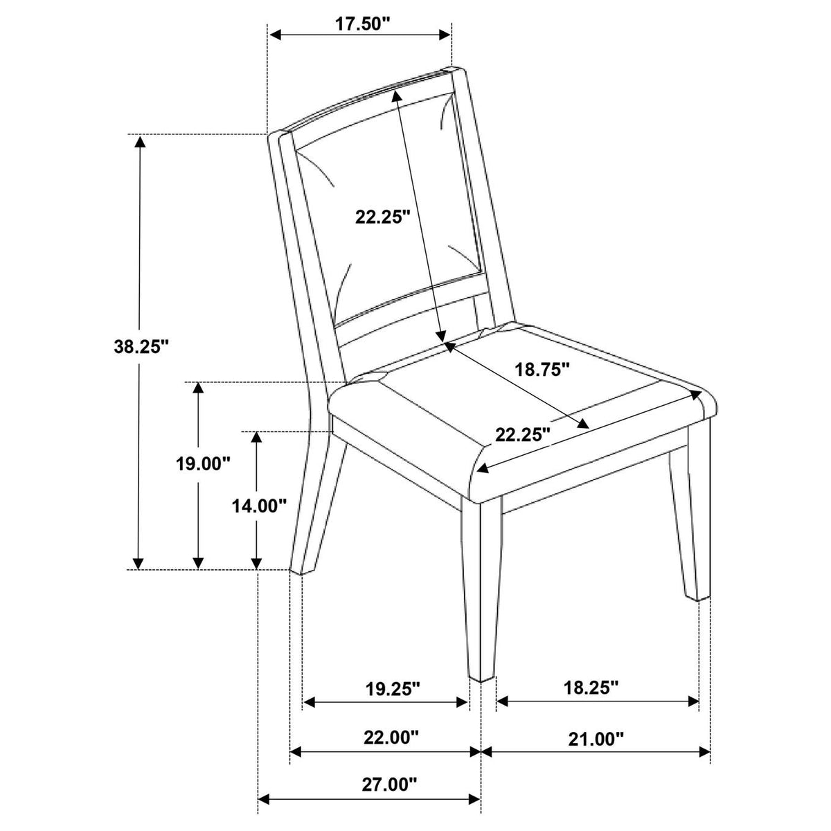 123122 Trofello Cushioned Dining Side Chair White Washed (Set of 2)