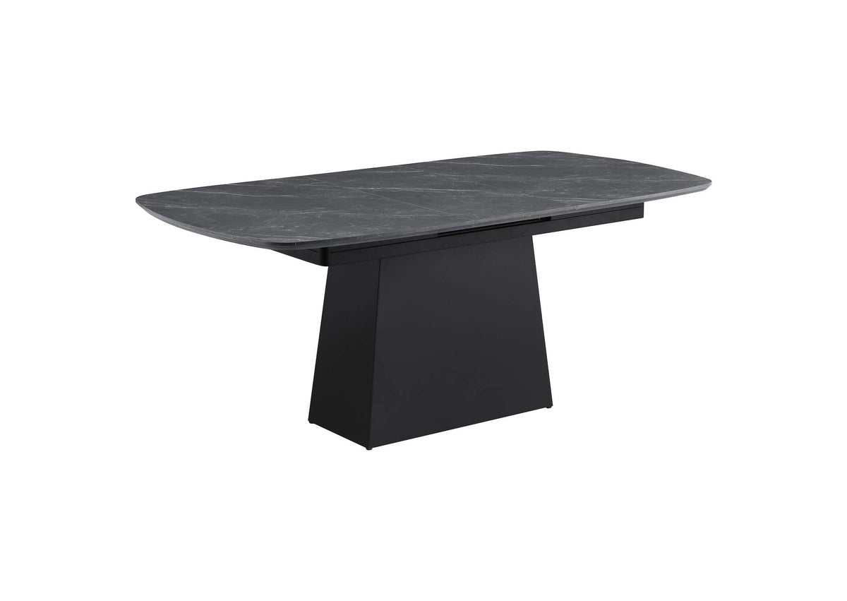 123131 Potero 73-inch Faux Marble Extension Leaf Dining Table Black