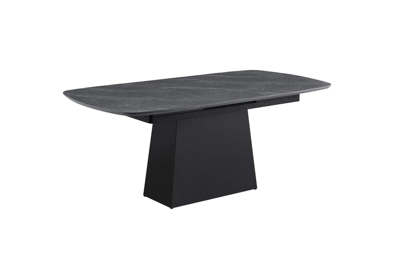 123131 Potero 73-inch Faux Marble Extension Leaf Dining Table Black