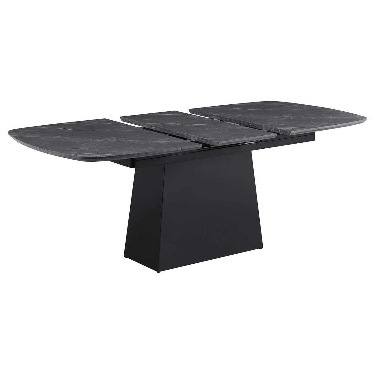 123131 Potero 73-inch Faux Marble Extension Leaf Dining Table Black