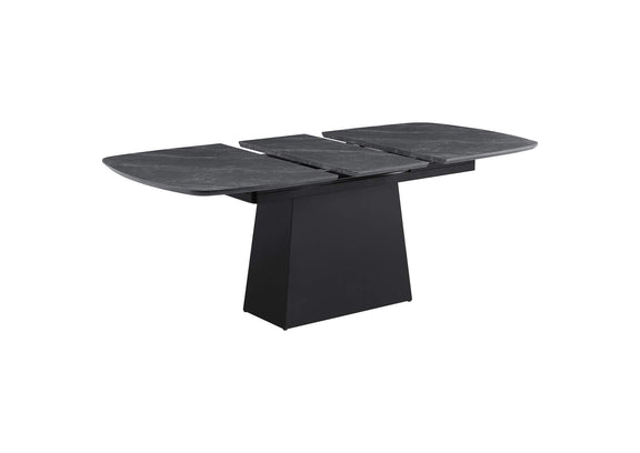 123131 Potero 73-inch Faux Marble Extension Leaf Dining Table Black