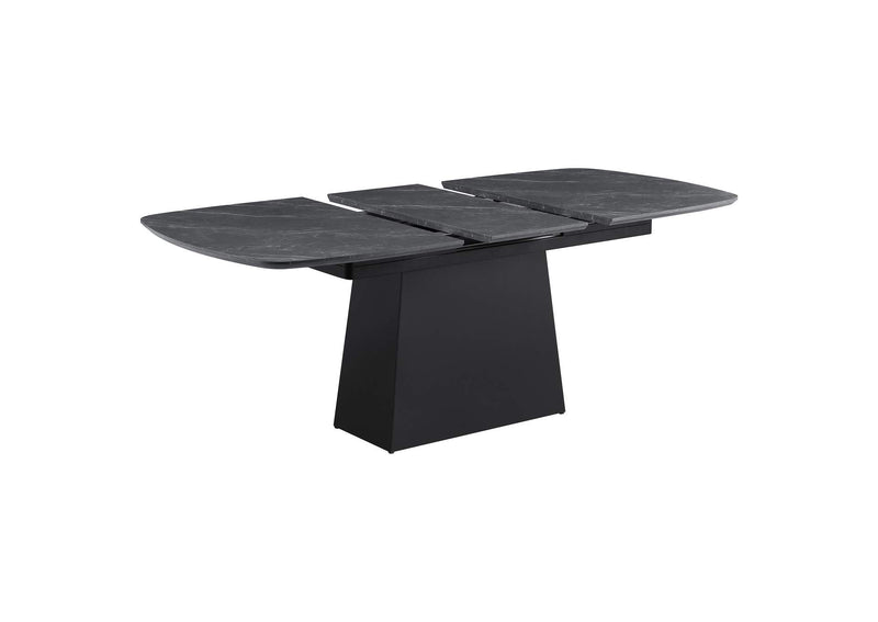 123131 Potero 73-inch Faux Marble Extension Leaf Dining Table Black