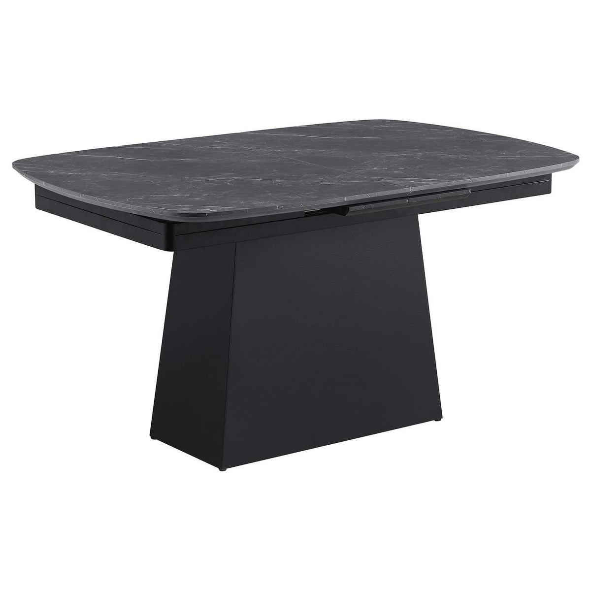 123131 Potero 73-inch Faux Marble Extension Leaf Dining Table Black