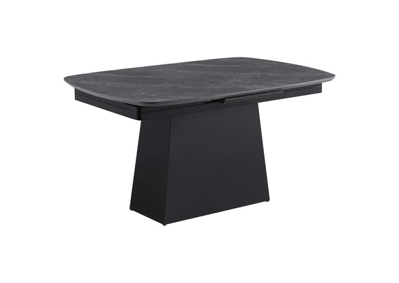 123131 Potero 73-inch Faux Marble Extension Leaf Dining Table Black
