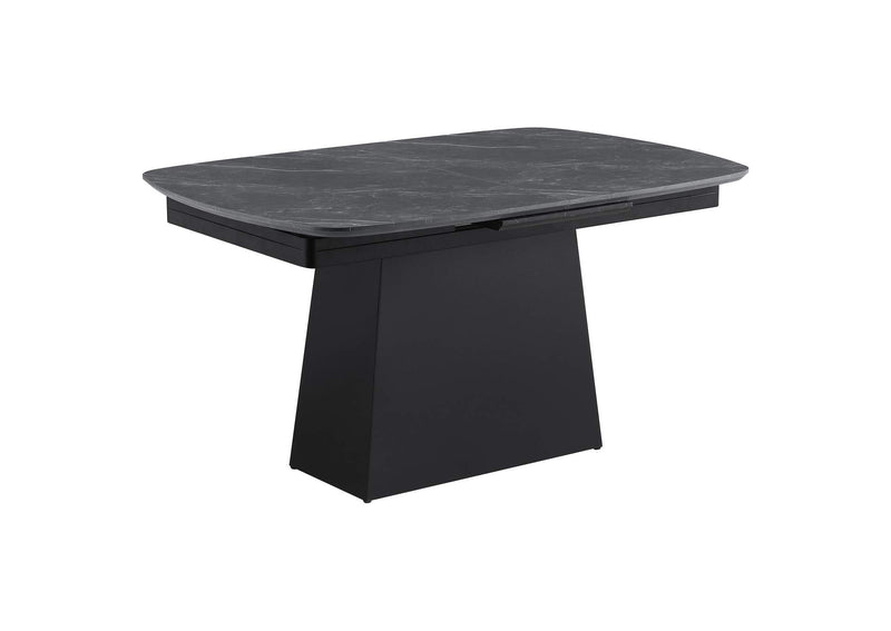 123131 Potero 73-inch Faux Marble Extension Leaf Dining Table Black