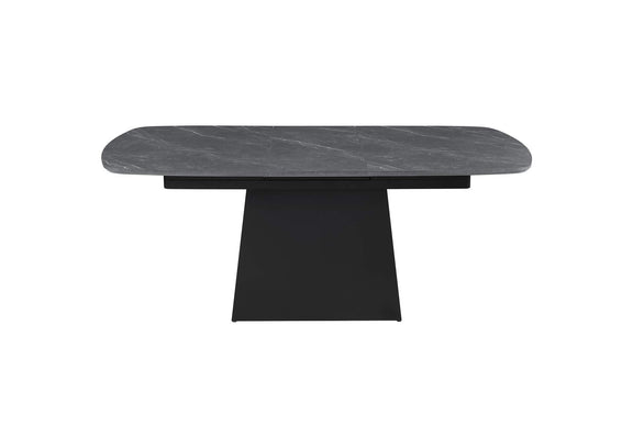 123131 Potero 73-inch Faux Marble Extension Leaf Dining Table Black