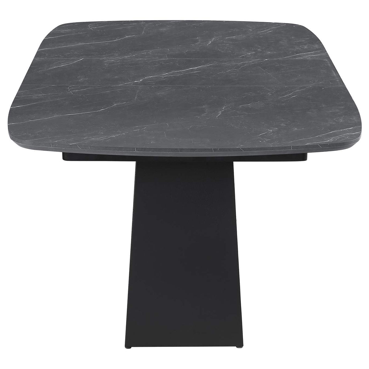 123131 Potero 73-inch Faux Marble Extension Leaf Dining Table Black