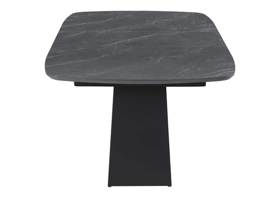123131 Potero 73-inch Faux Marble Extension Leaf Dining Table Black